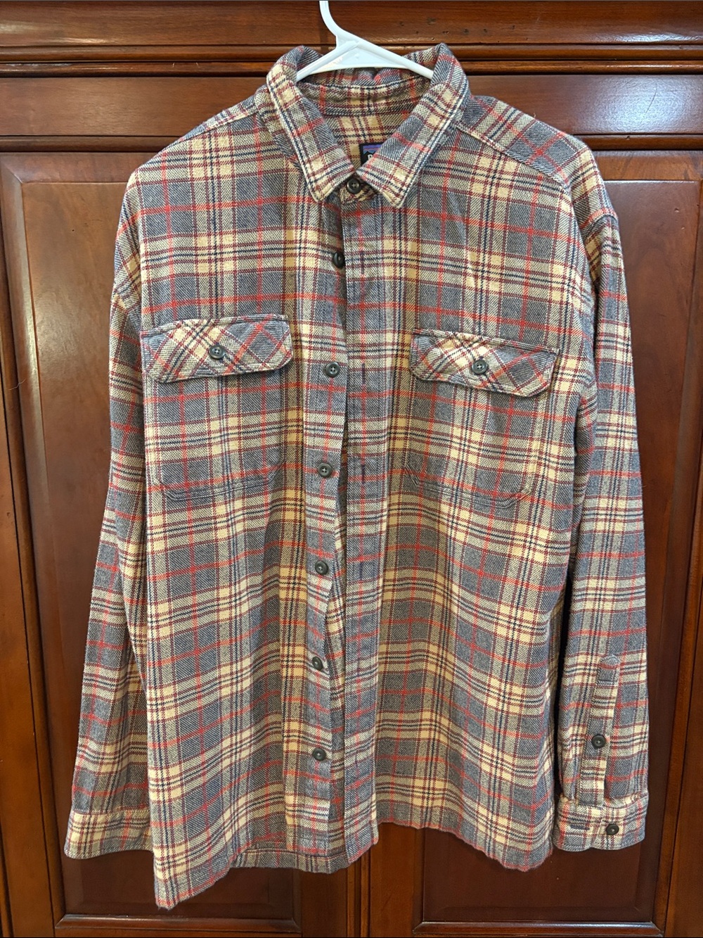 Patagonia Plaid Button-Down Shirt Jacket - Gray, Cream & Red